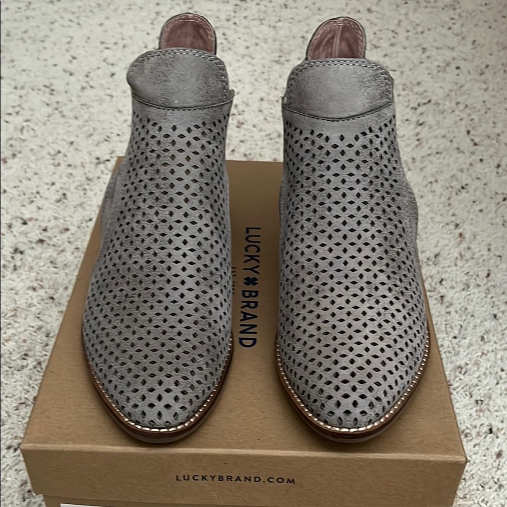 Lucky Brand Gray Cutout Ankle Boots
